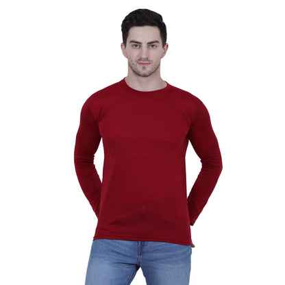 Cotton Blend Solid Full Sleeves Men's Stylish Tshirt