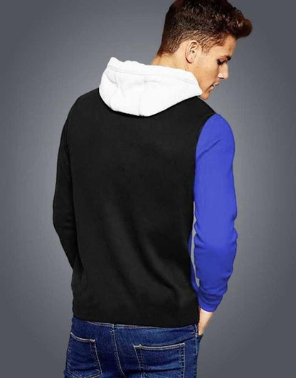 Cotton Blend Color Block Full Sleeves Hooded T-Shirt