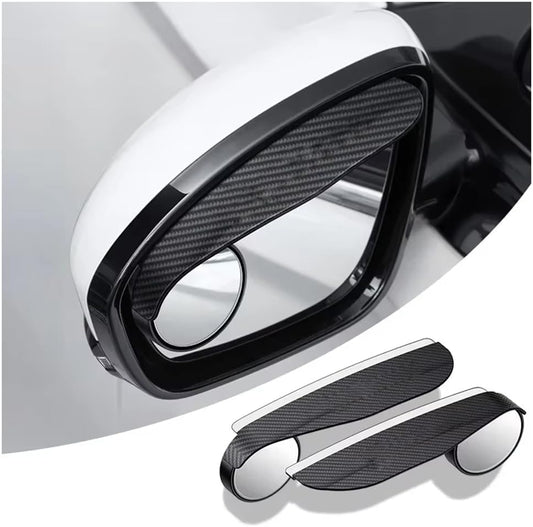 Car Blind Spot Mirror with Side Mirror Rain Guard,Carbon Fibre Rear View Mirror Rain Visor & 360° Adjustable HD Blindspot Mirror