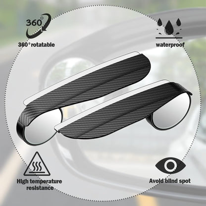 Car Blind Spot Mirror with Side Mirror Rain Guard,Carbon Fibre Rear View Mirror Rain Visor & 360° Adjustable HD Blindspot Mirror