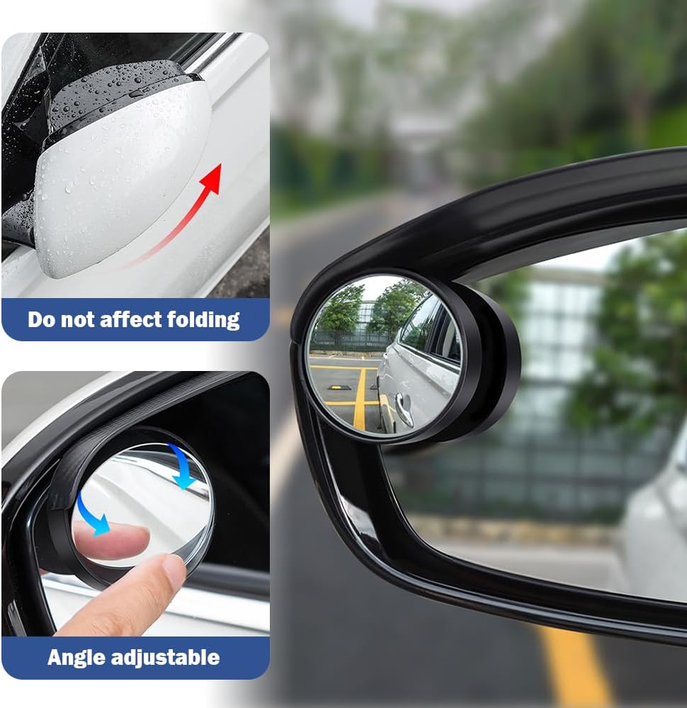 Car Blind Spot Mirror with Side Mirror Rain Guard,Carbon Fibre Rear View Mirror Rain Visor & 360° Adjustable HD Blindspot Mirror