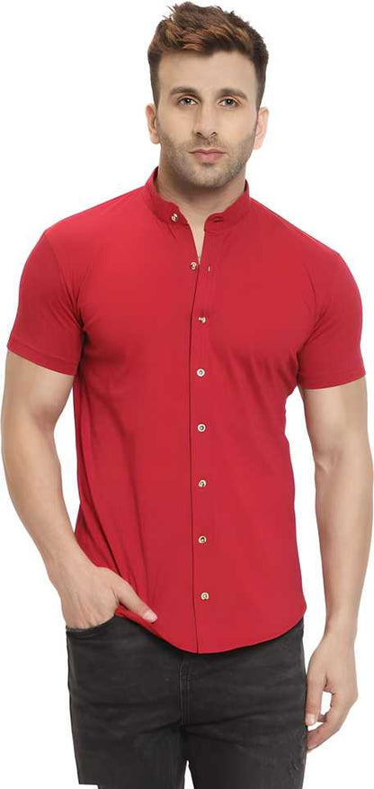 Cotton Blend Solid Half Sleeves Casual Shirt