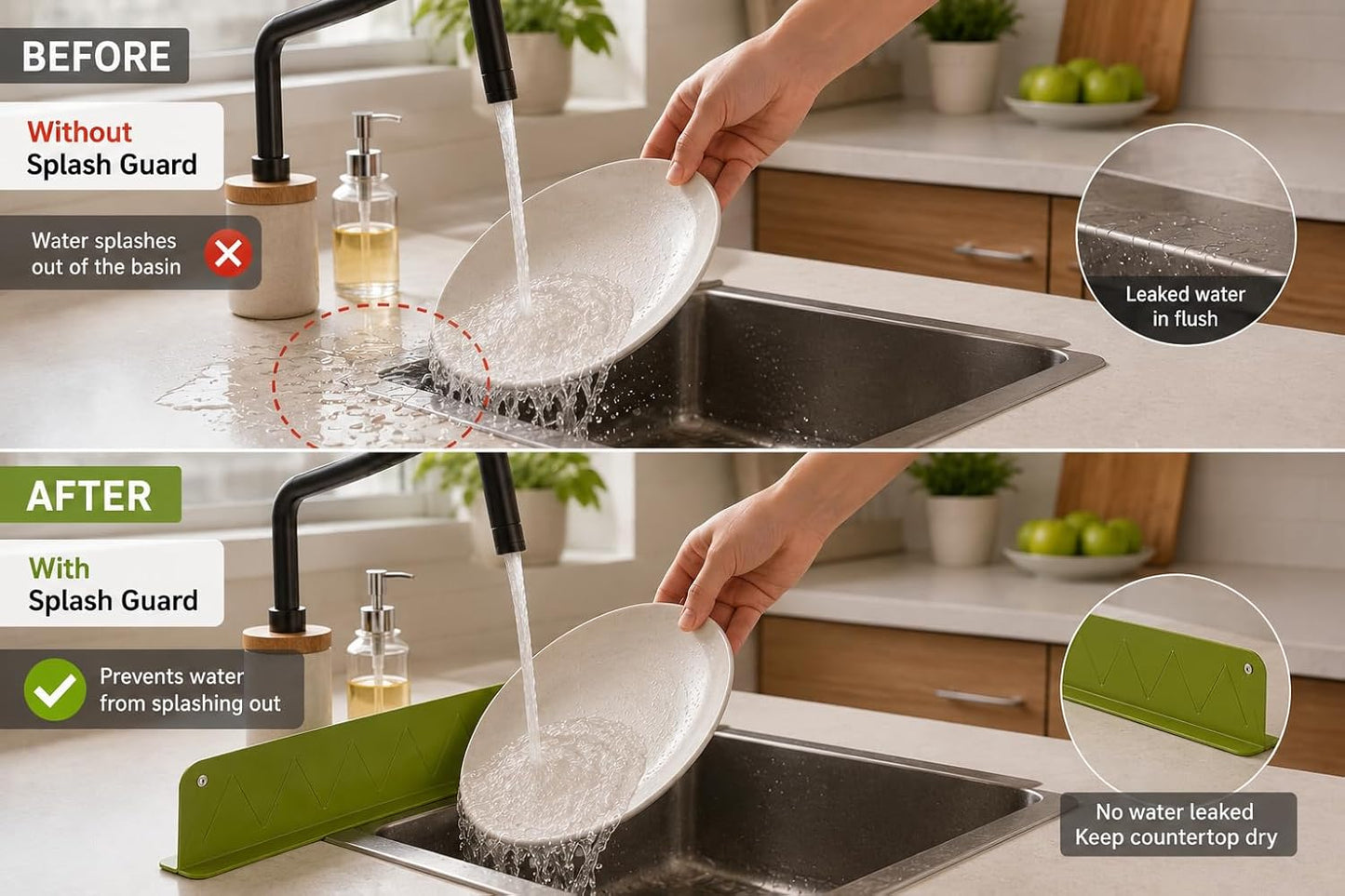 Sink Splash Guard | Flexible Silicone | Keeps Counters Dry & Clean ( pack of 2 ) BUY 1 GET 1 FREE