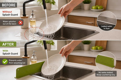 Sink Splash Guard | Flexible Silicone | Keeps Counters Dry & Clean ( pack of 2 ) BUY 1 GET 1 FREE