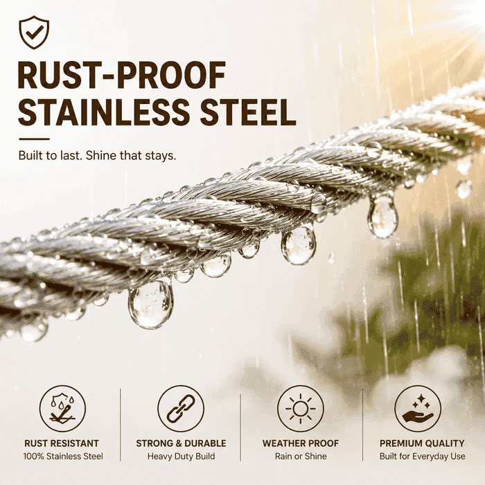 Multipurpose Heavy Duty Stainless Steel Clothes Drying Rope.