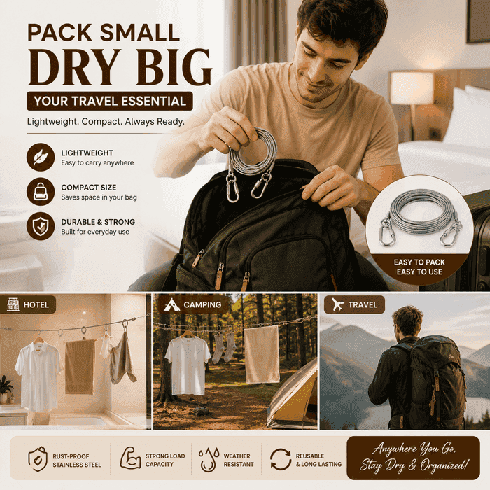 Multipurpose Heavy Duty Stainless Steel Clothes Drying Rope.