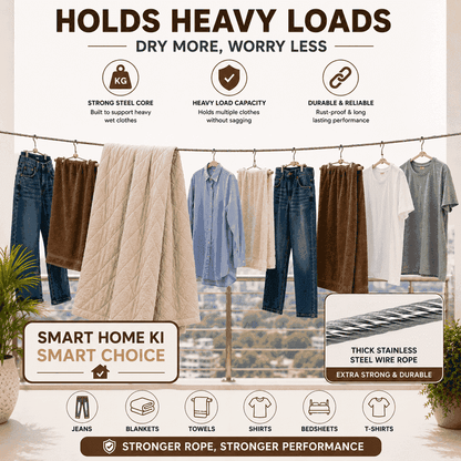 Multipurpose Heavy Duty Stainless Steel Clothes Drying Rope.