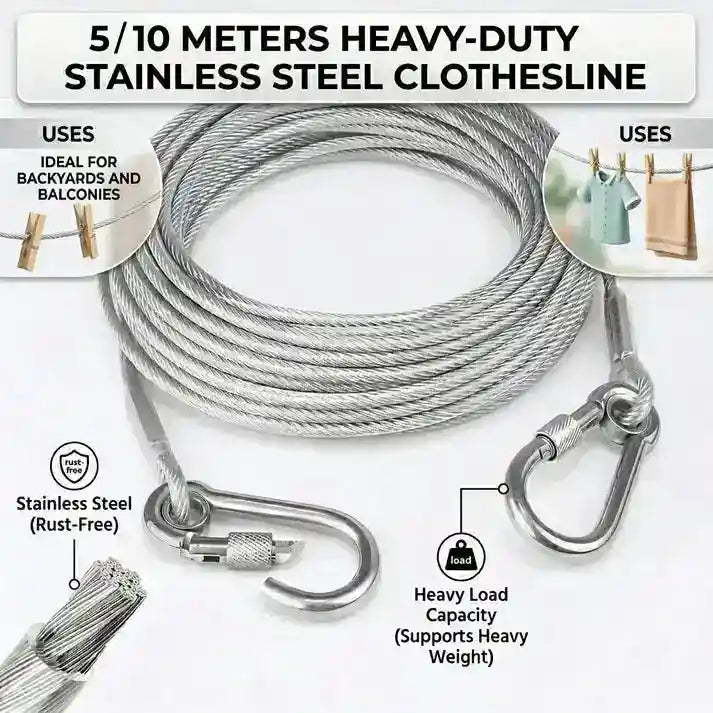 Multipurpose Heavy Duty Stainless Steel Clothes Drying Rope