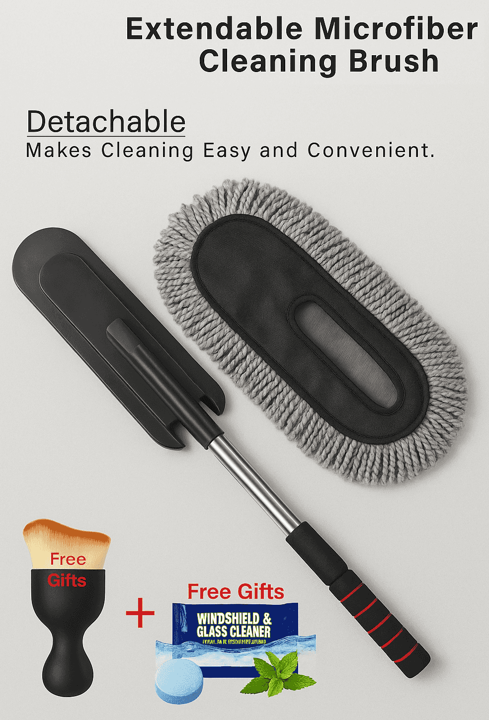 Buy Extendable Microfiber Cleaning Brush And Get Car Detailing Brush and Windshield Cleaning Tablets Worth Rs. 599/- FREE.