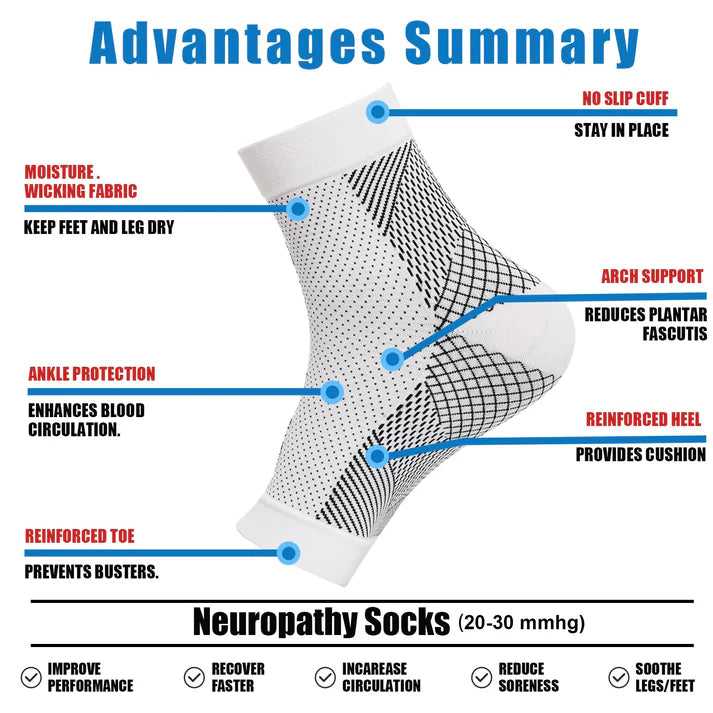 Ortho Neuro Compression Socks Foot Pain & Swelling Relief Outdoor Sport Ankle Plantar Arch Buy 1 Get 1 Free Pack Of 2 Pair