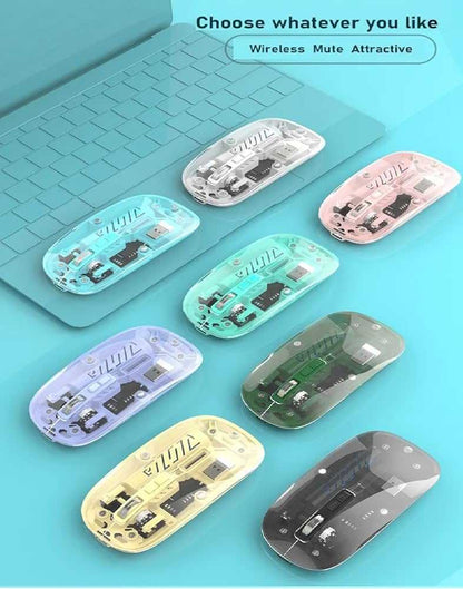 Rechargeable Transparent Mouse With Type C Dual-Mode Bluetooth & Wireless Mouse